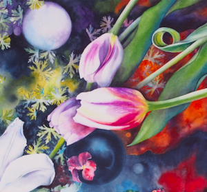 detail: Garden Path.Tulips, watercolor, Laura Bethmann